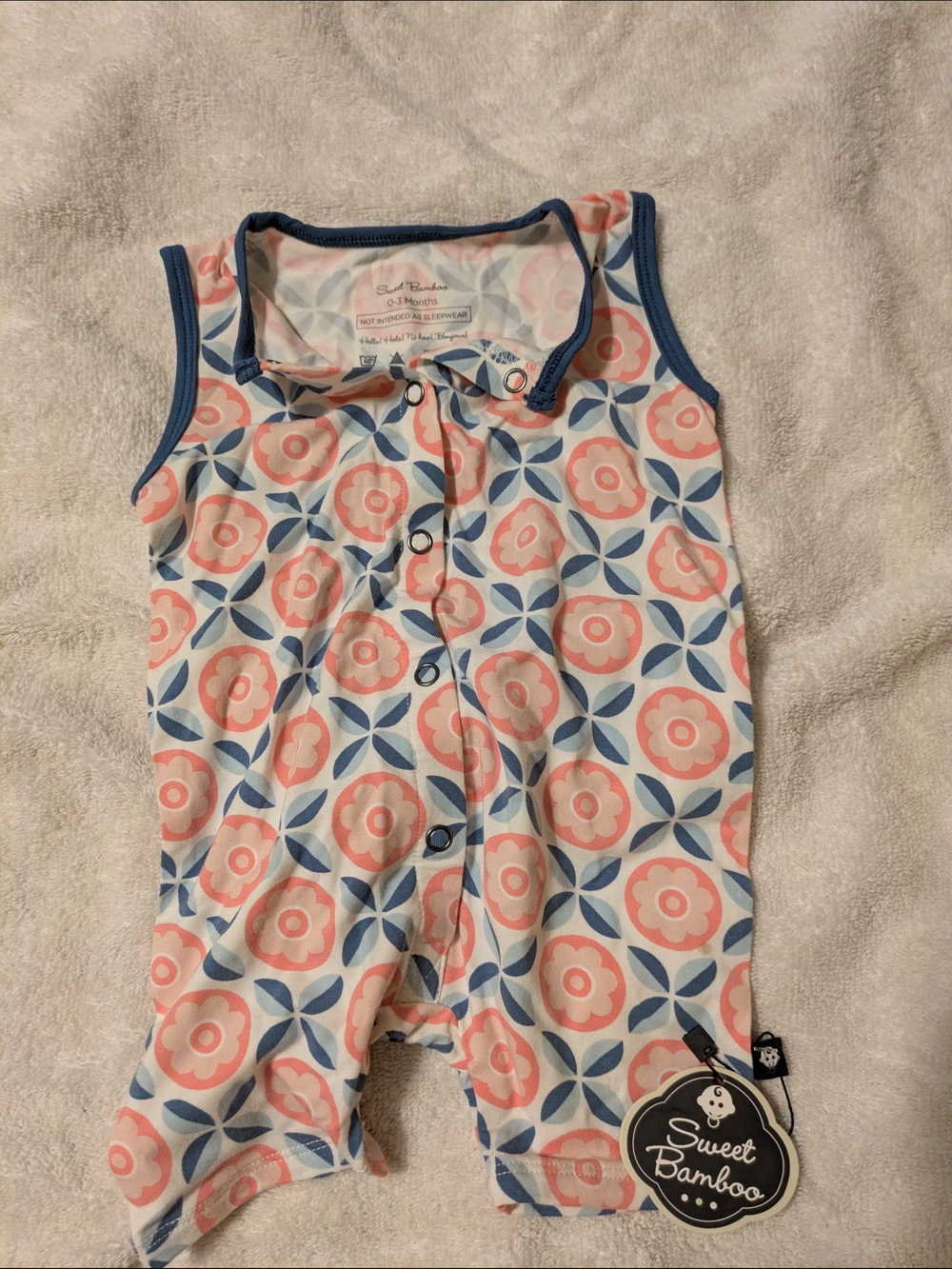 Sweet Bamboo Pink & Blue Floral Baby One-Piece Bodysuit